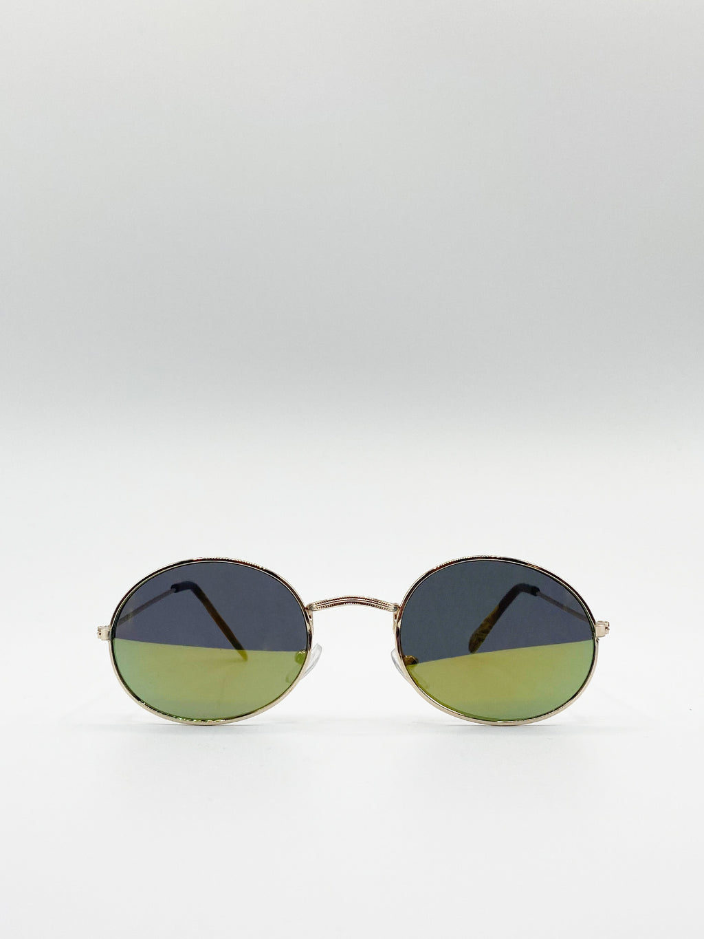 Gold Classic Round Sunglasses with Green Revo Lenses