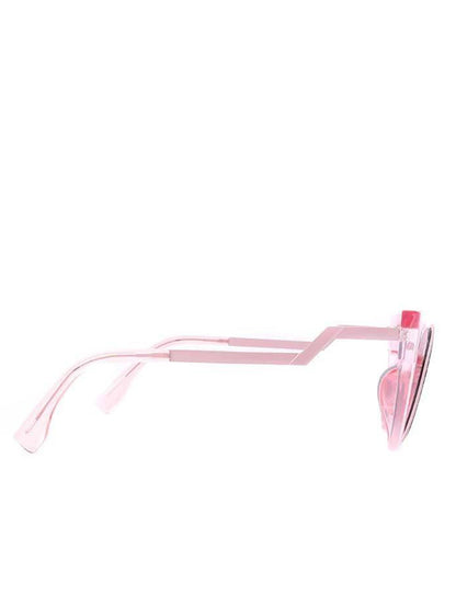 Transparent Pink Sunglasses with Round Lenses and Cat Eye Frame