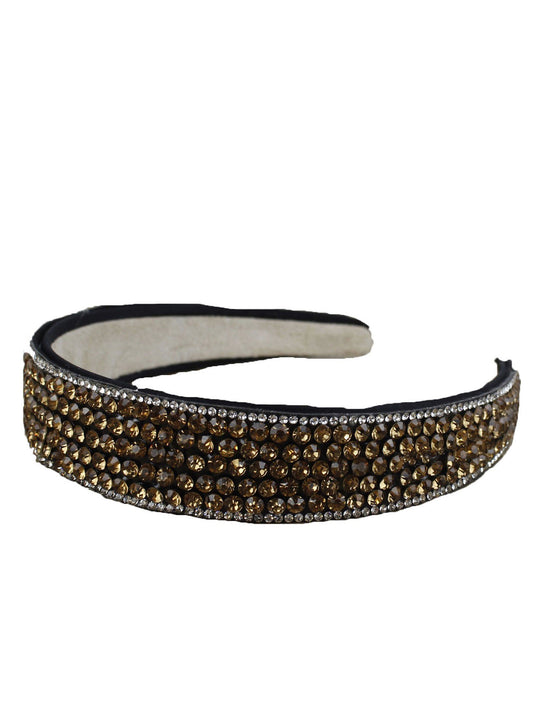 Black Headband with Gold and Silver Rhinestone Embelishment